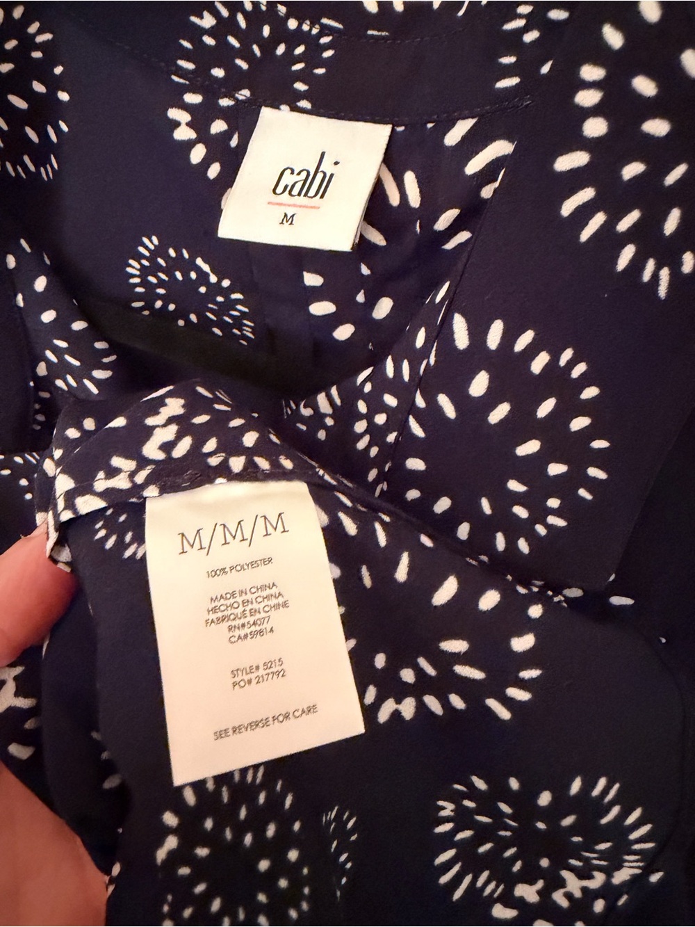 CAbi Navy Sleeveless Dandelions White Burst Print style #5215 - Picture 3 of 4